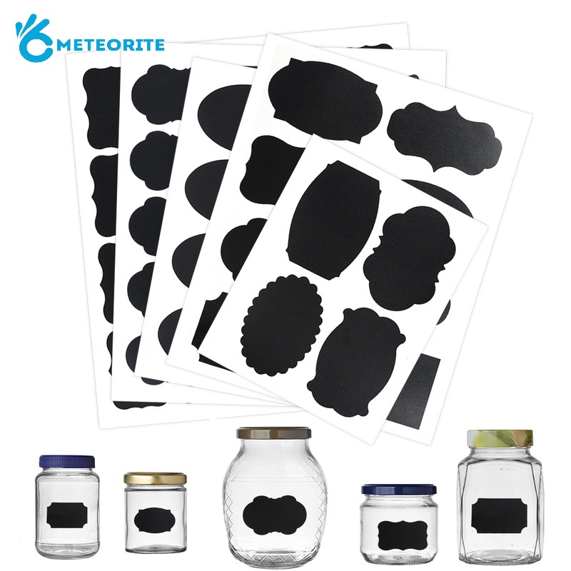 1 Tấm Nhãn Dán PVC Phân Loại Màu Đen Chống Thấm Nước Trang Trí Lọ Thủ Công