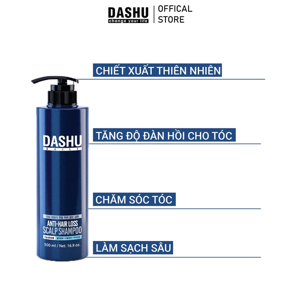 Dầu gội đầu tóc mềm mượt Dashu Daily Anti-Hair Loss Scalp Shampoo 500ml