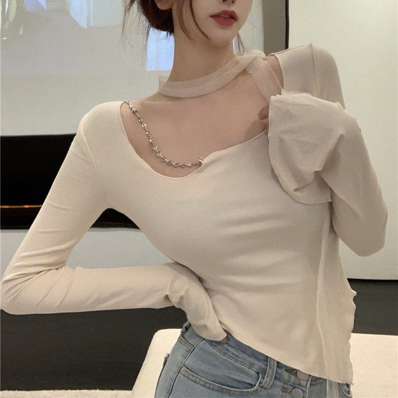 Áo Lưới Phối Dây Xích Thời Trang Mùa Thu Dành Cho Nữ