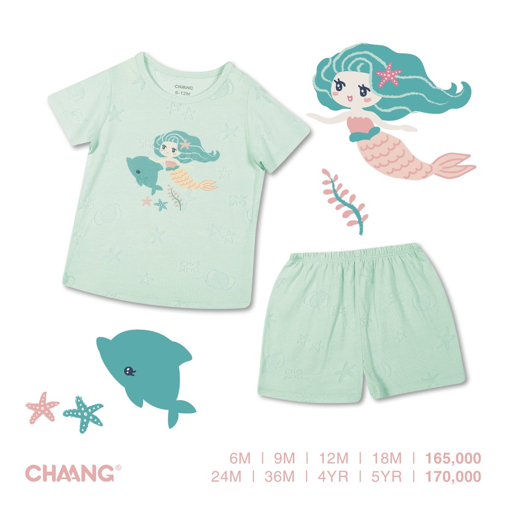 Chaang bộ cộc tay hè cho bé trai bé gái cotton SS2022D01 sea