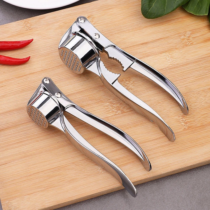 Dụng Cụ Nghiền, Ép Tỏi Cầm Tay Màu Bạc Thép Không Gỉ