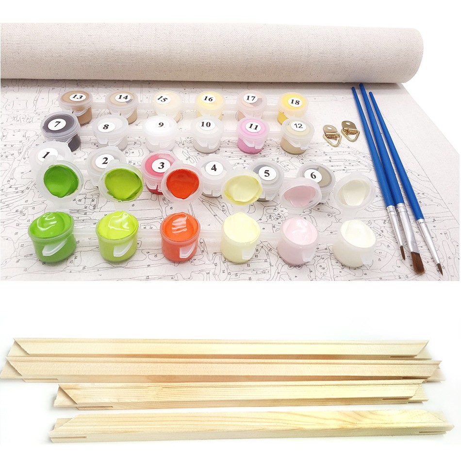 Tranh sơn dầu số hoá đã căn khung 40x50 cm hoa hồng PH9341