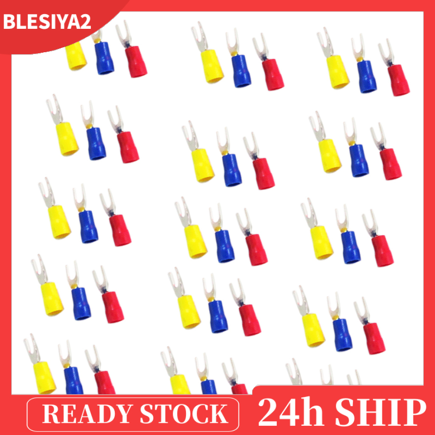 [BLESIYA2]150pcs Crimping Wire Spade Fork Terminal Connector U Shape SV2-3.2