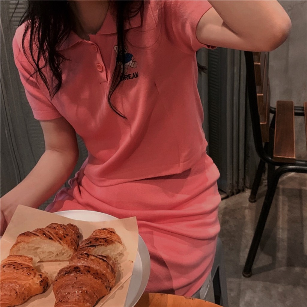 SET CROPTOP GẤU KÈM QUẦN VÁY TRẮNG NÂU (về thêm đỏ cam) 🎀 | BigBuy360 - bigbuy360.vn