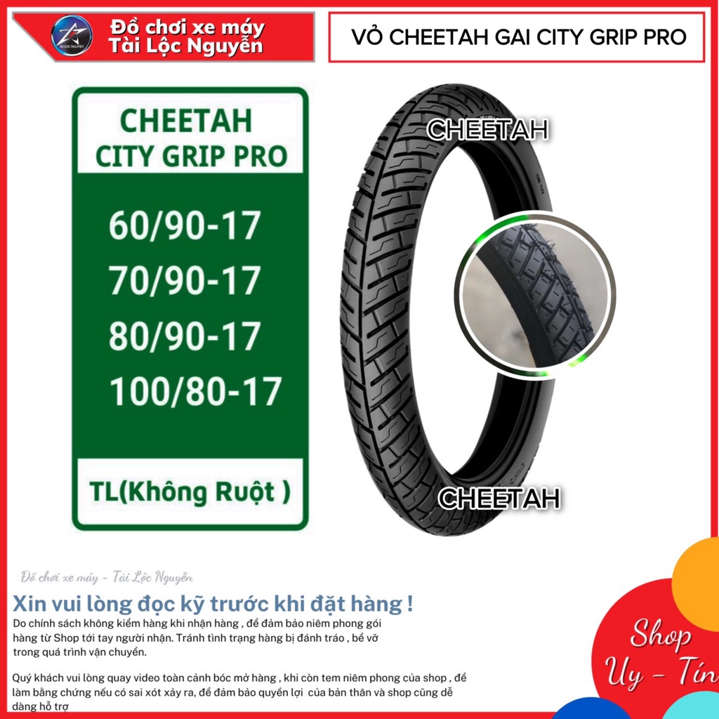 VỎ CHEETAH GAI CITY GRIP PRO 100/80-17 KHÔNG RUỘT