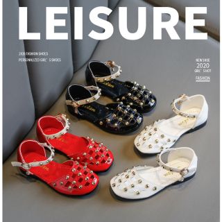 Giày Da Đinh Tán Mũi Thuyền Phong Cách Hàn Quốc Cho Bé Gái Sành Điệu