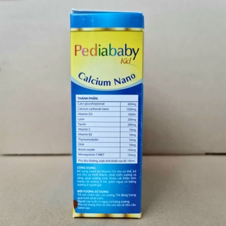 Pediababy Calcium Nano bổ sung canxi giúp phát triển chiều cao, tăng sức đề kháng cho bé - Hộp 20 ống