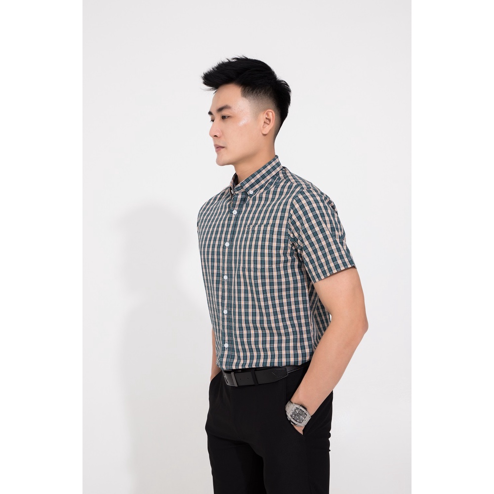 Áo sơ mi nam ngắn tay kẻ caro DARNELL phom slimfit vải cotton cao cấp ít nhăn, thấm hút mồ hôi mềm mịn bền đẹp DN0041