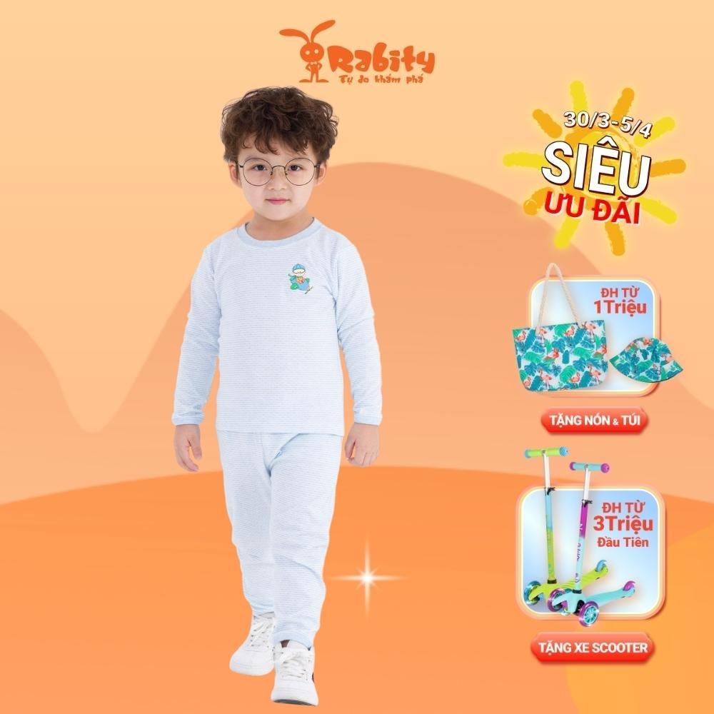 Bộ quần áo dài tay cotton bé trai bé gái Rabity 9861.9760