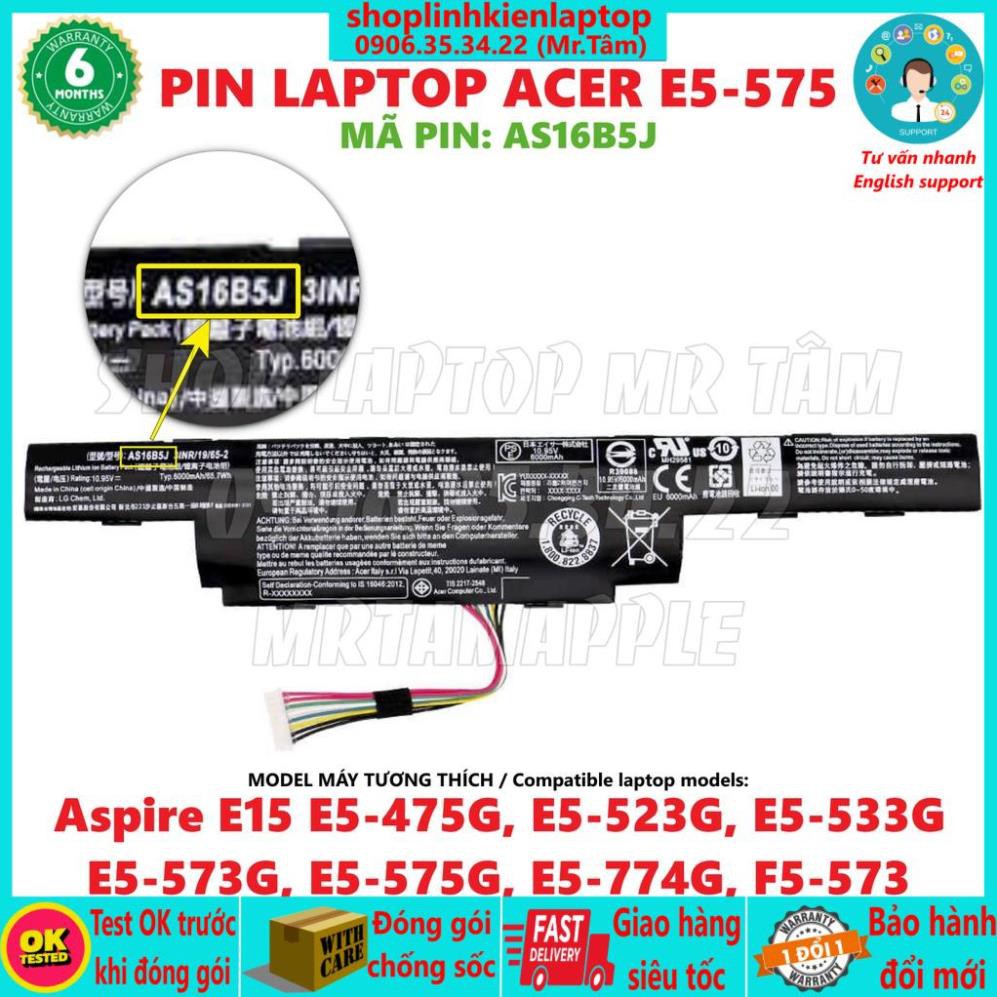 Pin Laptop ACER E5-575 (AS16B5J) (ZIN) - 4 CELL - Aspire E15 E5-475G, E5-523G, E5-533G, E5-573G, E5-575G, E5-774G