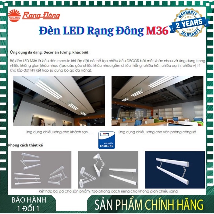 Đèn LED Rạng Đông M36 40W - 1m2 Ánh Sáng Trắng - Tràn Viền - Hàng Viêt Nam [Bảo Hành 2 Năm]