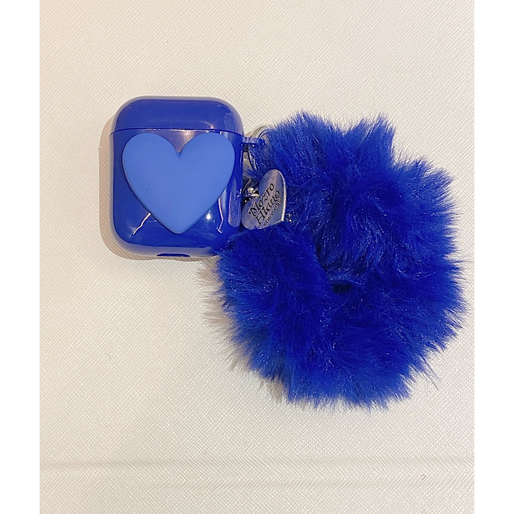 Vỏ bọc TPU mềm bảo vệ hộp sạc tai nghe bluetooth Airpods 1/2 pro gắn móc khóa hình trái tim phối bóng lông dễ thương
