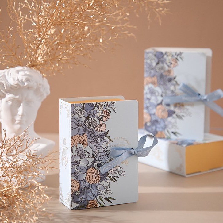 Hộp đựng quà, hộp đựng trang sức, cài áo  tự gấp họa tiết ROSE