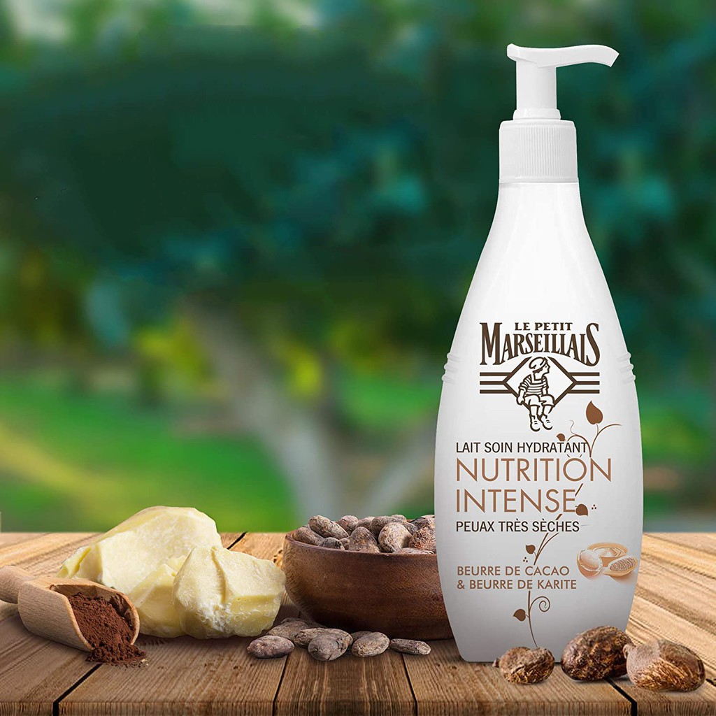 Sữa Dưỡng Thể Cấp Ẩm 24h Chiết Xuất Bơ Ca Cao Hạt Mỡ - Le Petit Marseillais Lait Soin Hydratant Nutrition Intense 400ml