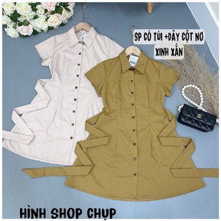 Đầm chữ A thắt eo kiểu basic nhã nhặn