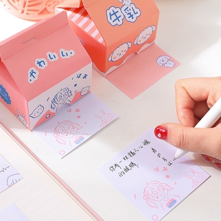 Ins creative milk box note book girl student's take out box post it note paper set