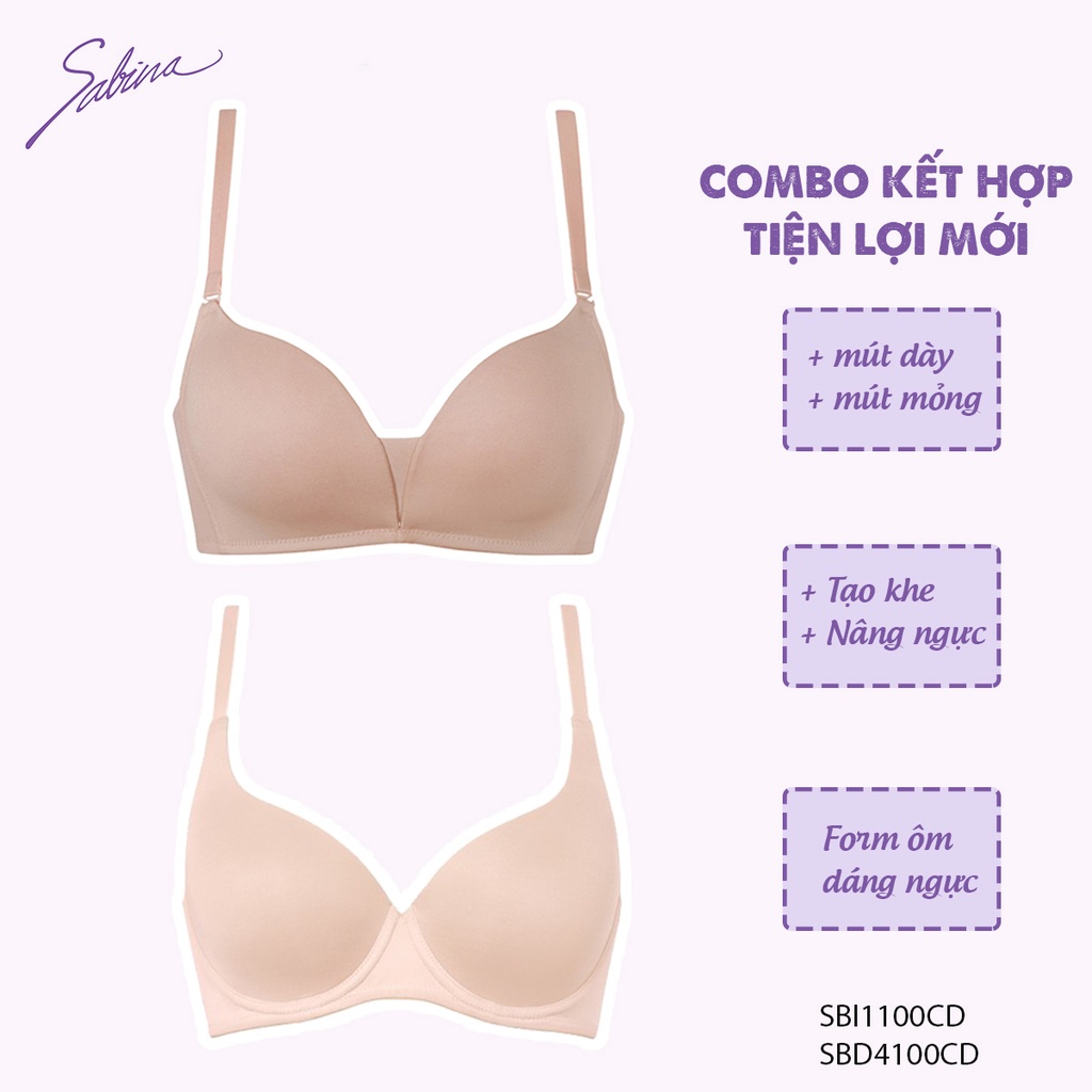 Combo 2 Áo Lót Nữ Mút Mỏng và Mút Dày Vừa By Sabina SBD4100+SBI1100
