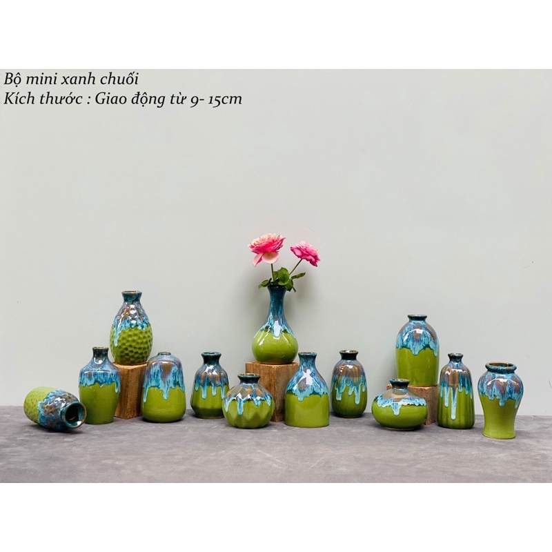Lọ hoa, bình cắm hoa mini decor gốm sứ bát tràng cao cấp men hoả biến