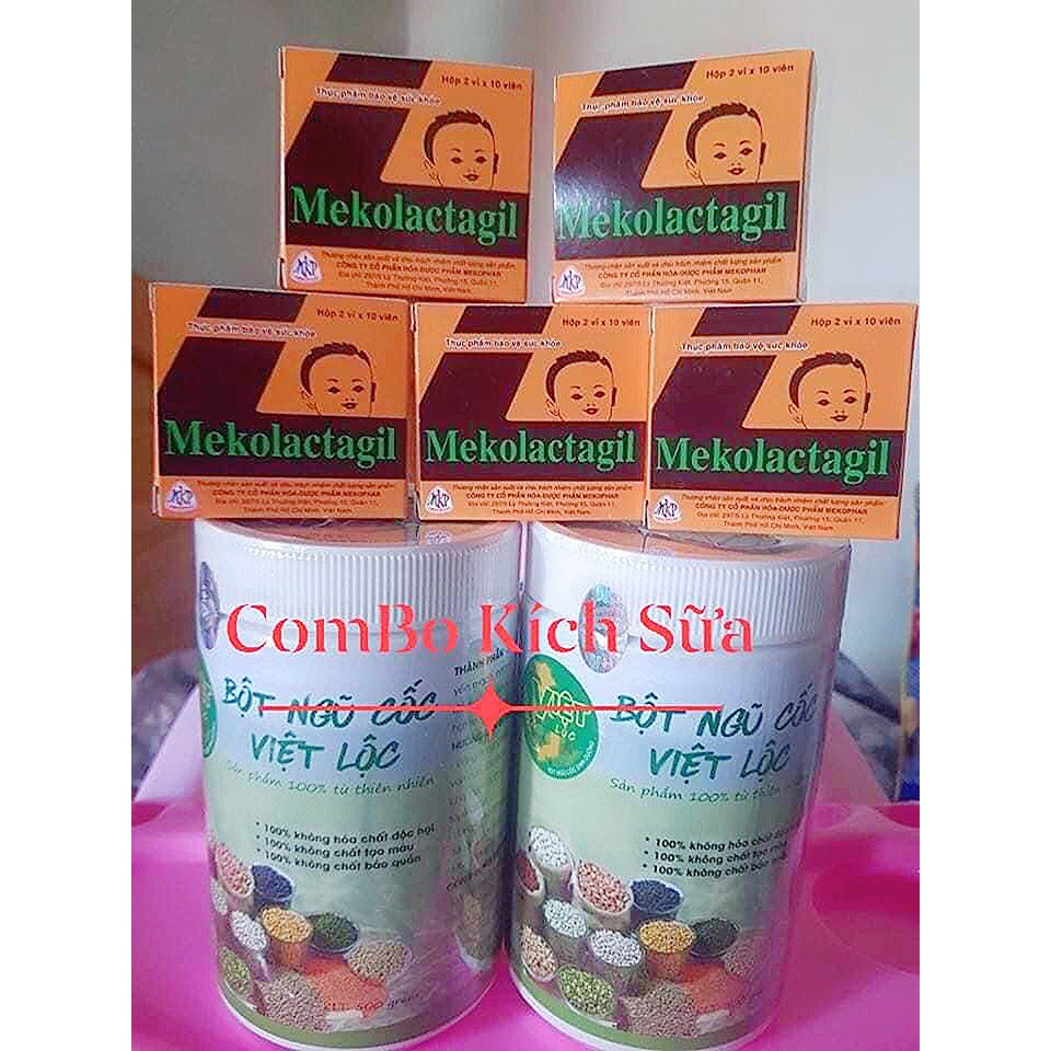 Combo 2 hộp ngũ cốc Việt Lộc + 5 tảo lợi sữa Mekolactagil☘freeship☘Lợi sữa