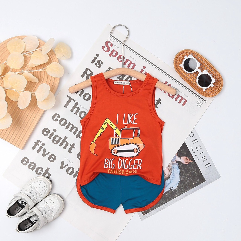 Bộ Ba Lỗ Sát Nách Mùa Hè Cho Bé Trai 1-3 tuổi, Họa Tiết  Xe Ô tô, Động Vật, Chất Thun lạnh mịn mát T009_Umeekids