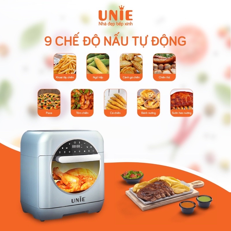 Nồi chiên không dầu đa năng UNIE Steam Color, công nghệ hơi nước, dung tích 15L