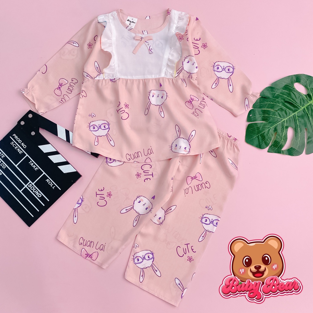 Đồ tole bé gái tay dài quần dài chất lanh lụa mềm, mịn, thoáng mát 7-42kg Babybear