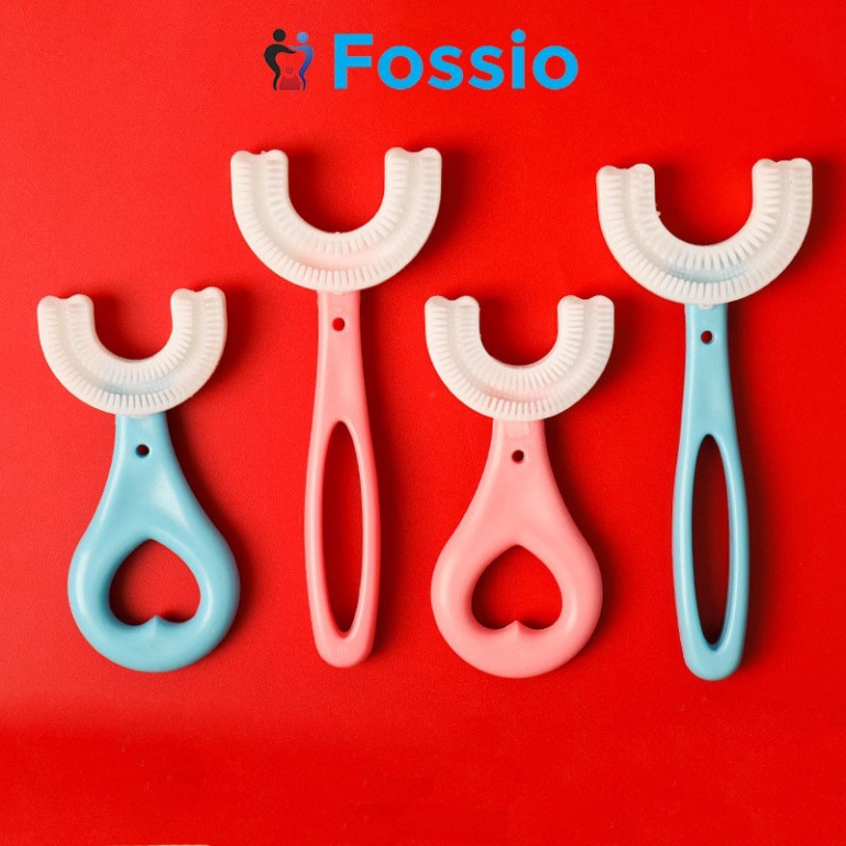 Bàn chải đánh răng cho bé FOSSIO E50 chữ u chất liệu Silicon chịu được lực cắn, cho bé từ 2 tuổi - 6 tuổi  hàng chuẩn