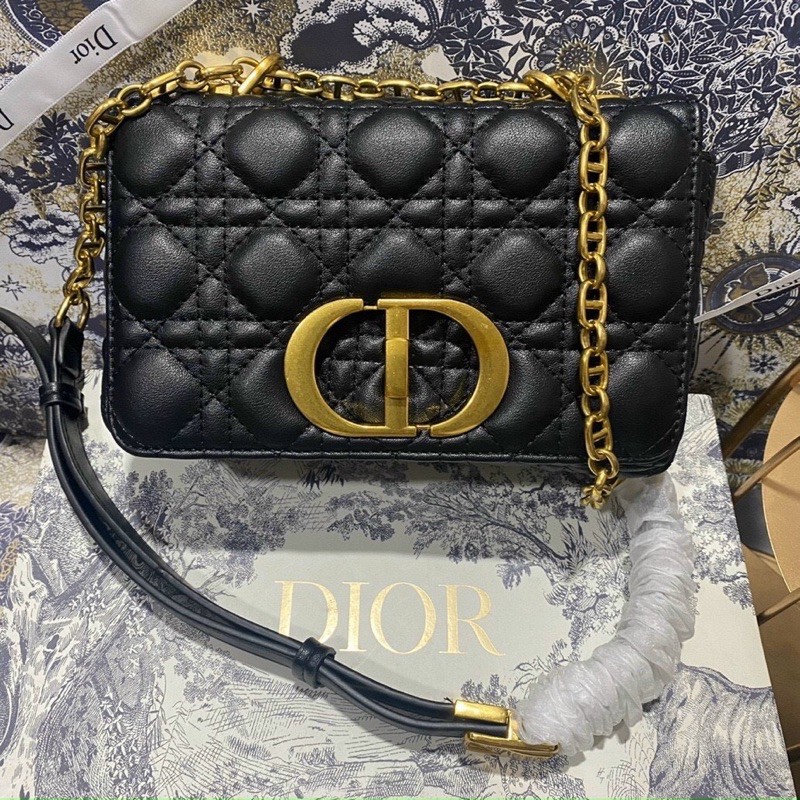 Túi D hoạ tiết caro sz 20 cm fullbox màu đen