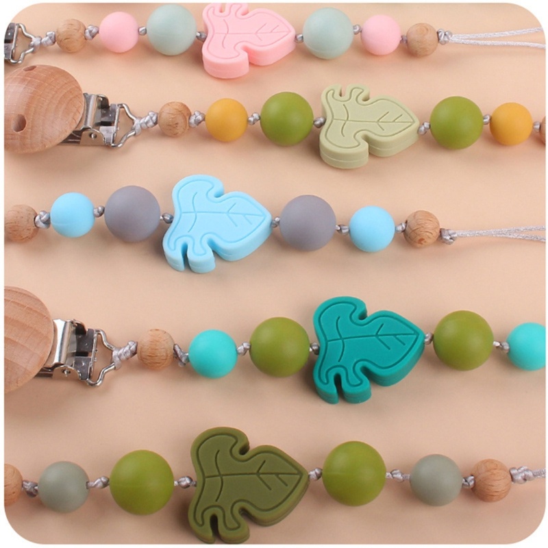 Giá Đỡ Núm Ti Giả Dạng Chuỗi Hạt Hình Chiếc Lá Bằng Sồi Dành Cho Bé Sơ Sinh