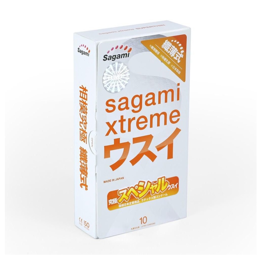 Combo 2 hộp bao cao su siêu mỏng, có gai Sagami Xtreme Superthin và Sagami Xtreme Type E - 20 chiếc