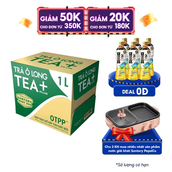 [Mã GRO1APR giảm 20K đơn 150K] Thùng 12 Chai Trà Ô long Tea+ (1000ml/Chai)