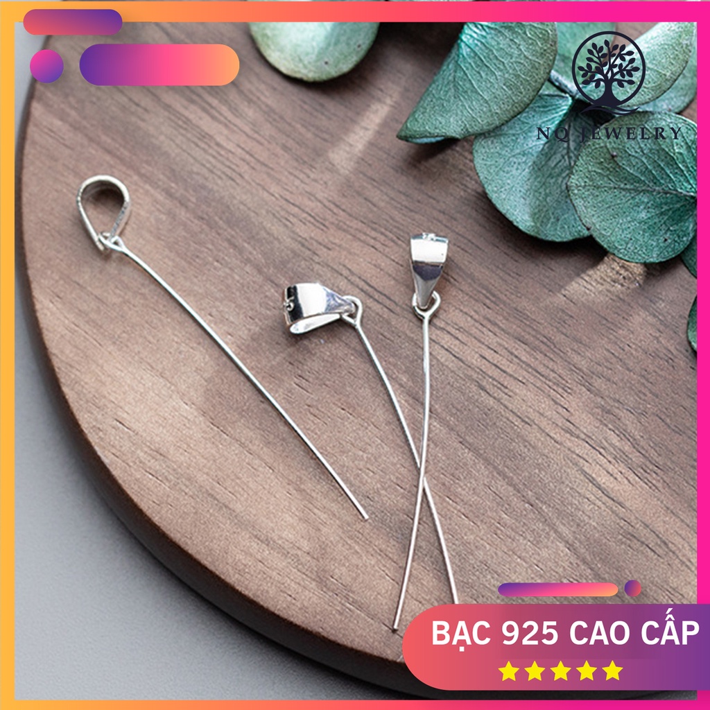 Charm bạc móc khoen dài móc mặt dây chuyền