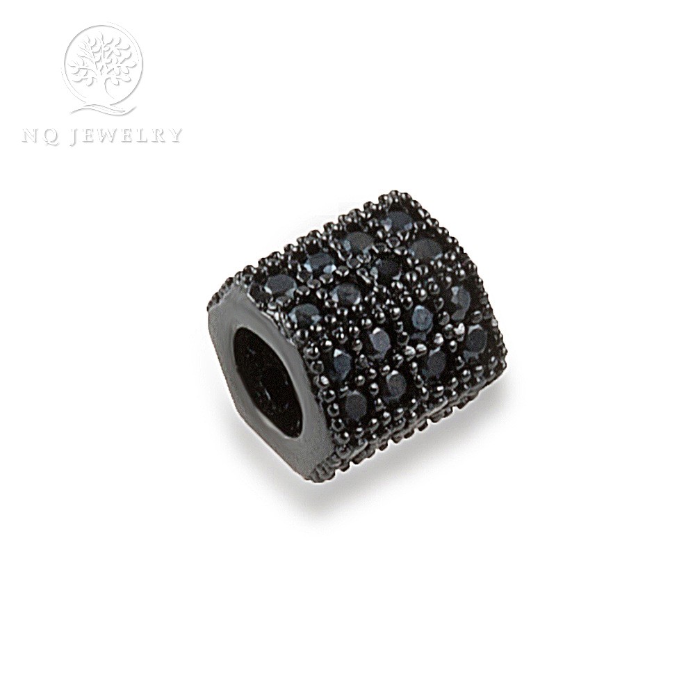 Charm hợp kim đính đá đen hình lục giá - NQ Jewelry