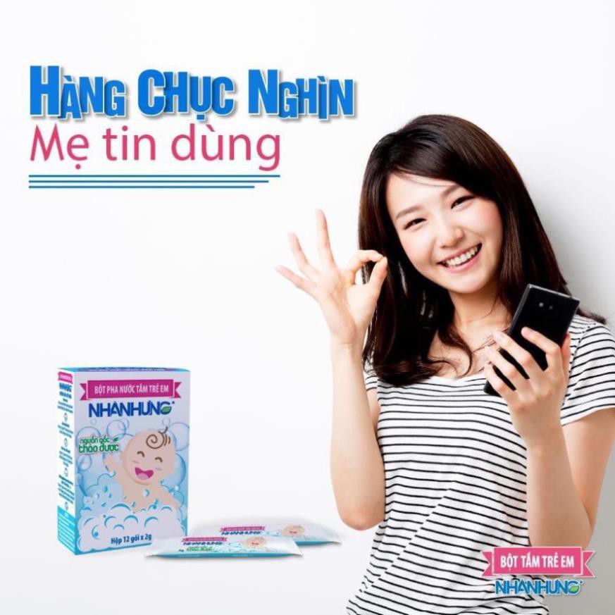 Bột pha nước tắm trẻ em Nhân Hưng (Hộp 12 và 30 gói)