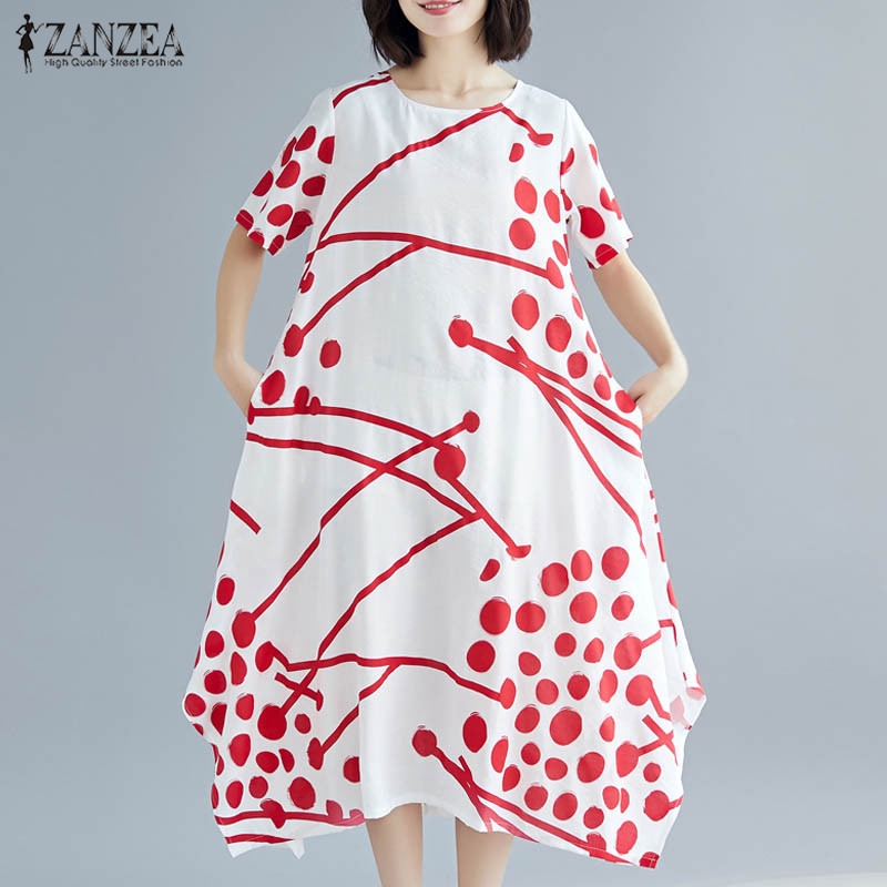 Đầm Maxi ZANZEA Cổ Tròn Dáng Rộng Họa Tiết Hoa Thời Trang Cho Nữ | BigBuy360 - bigbuy360.vn