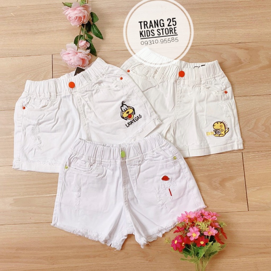Quần sọt jean lưng thun cho bé gái màu trắng 11kg-55kg- bigsize-Trang 25 Kids-K199