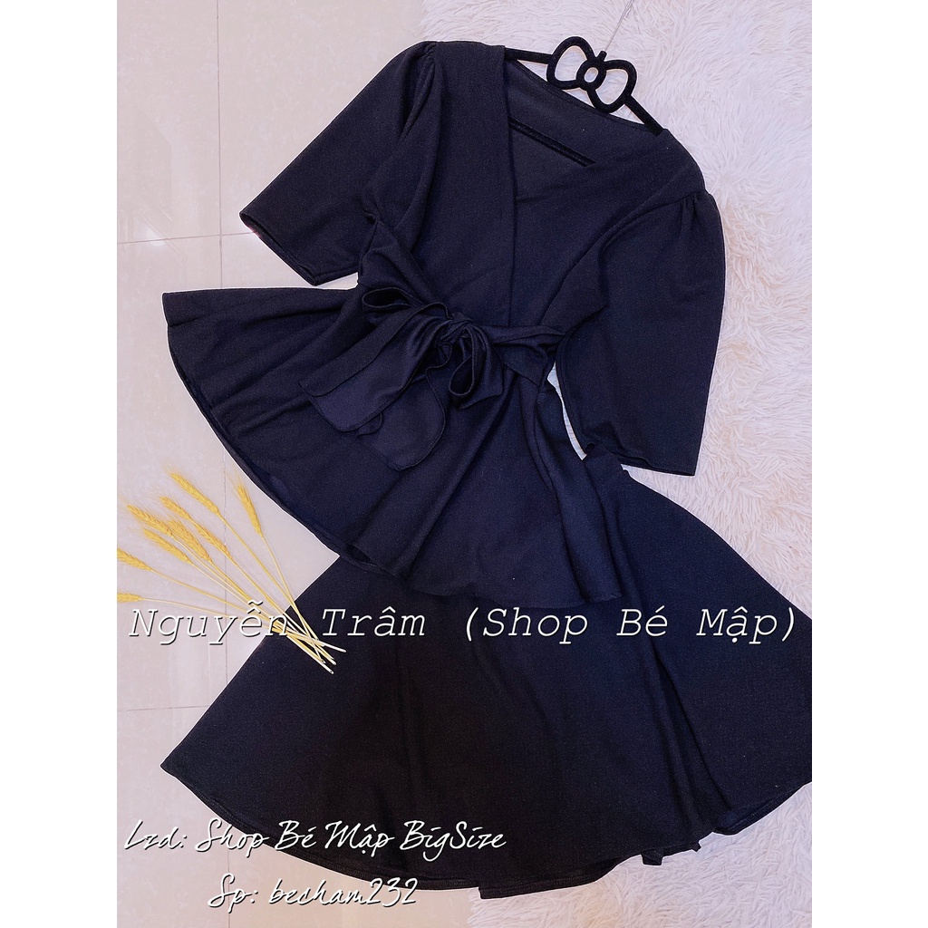 Set Áo Peplum Cột Nơ Kèm Chân Váy Xòe BigSize 55-85Kg
