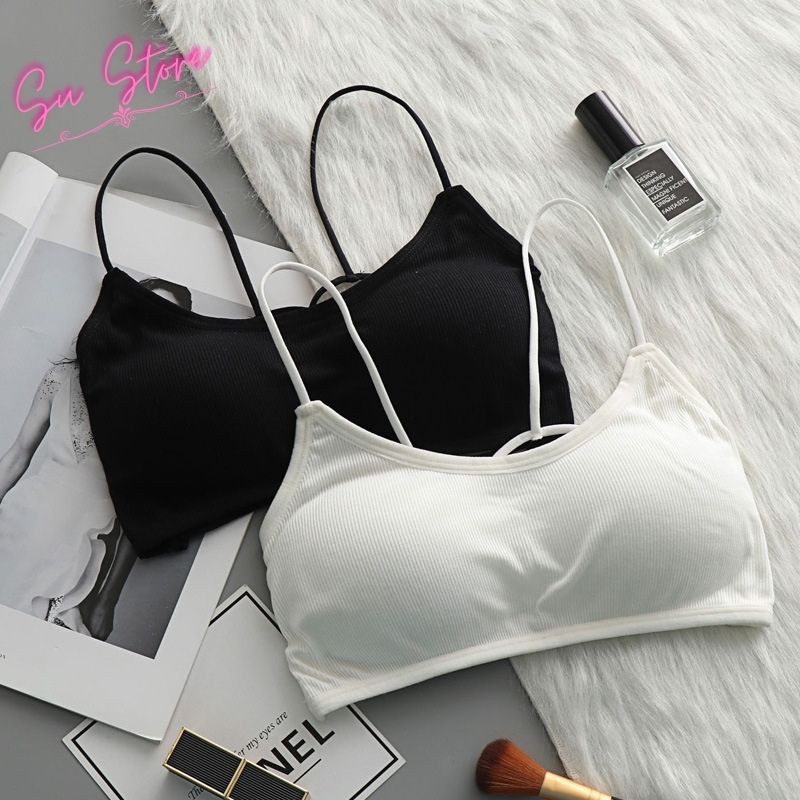 Áo Bra Thun 2 Dây Cotton Co Giãn Thoải Mái, Áo Lót Nữ Hở Lưng [Mút Có Thể Thay Thế] - 266