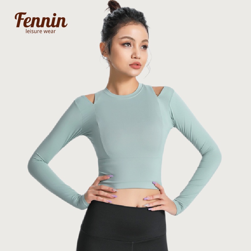 Áo thun thể thao FENNIN tay dài thấm hút mồ hôi nhanh khô dành cho nữ
