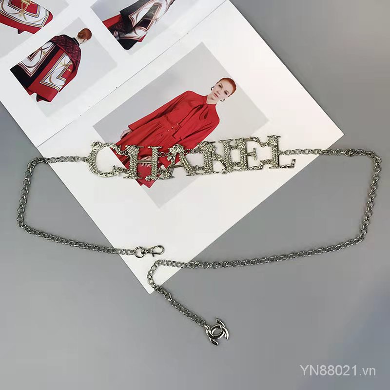 Thắt lưng dây xích mỏng đính đá thời trang cho nữ