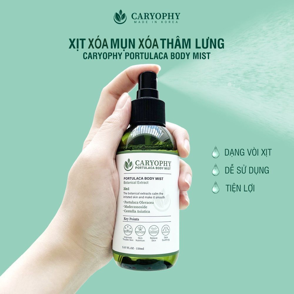 Xịt Mụn Lưng Mờ Thâm Caryophy Portulaca Body Mist 150ml