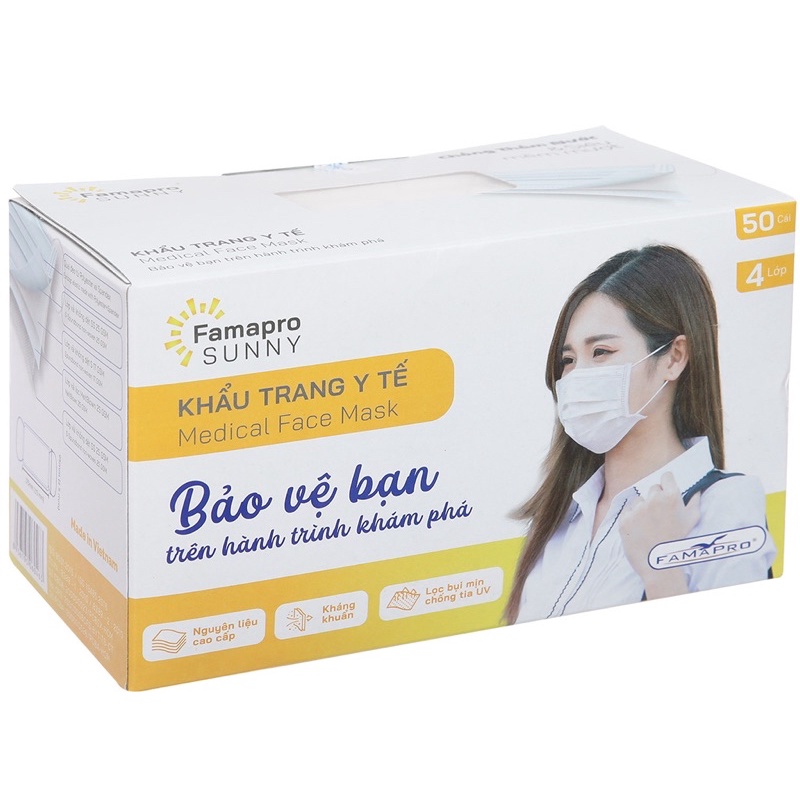 Khẩu trang y tế kháng khuẩn 4 lớp Famapro Sunny