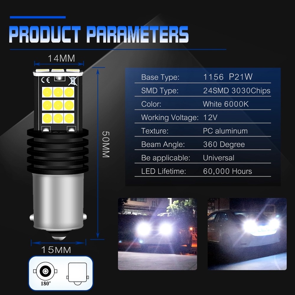 1 Bóng Đèn LED Phanh Xe Hơi T20 7440 W21W 7443 1156 BA15S P21W 1157 P21/5W BAY15D BAU15S PY21W