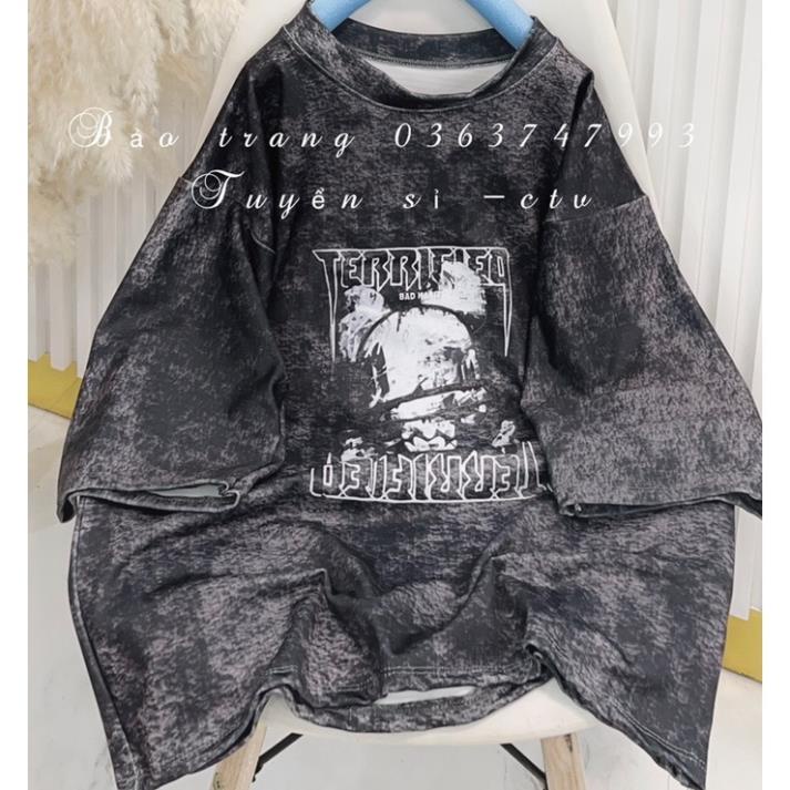 Áo Thun Loang Tay Lỡ Hình Đầu Lâu Chất Coton Co Dãn- Áo Phông Tay Ngắn Unisex Nam Nữ