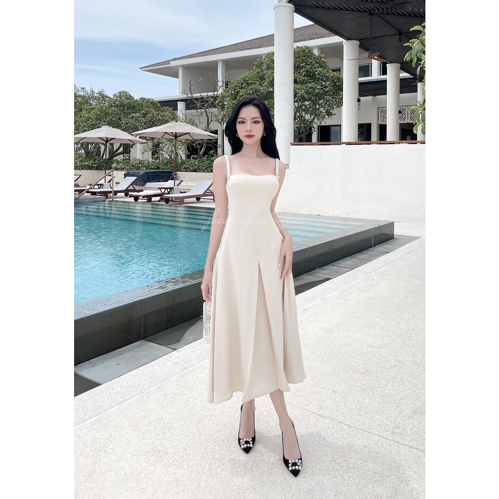 Đầm 2 dây tết vai đính đá - Thiết kế Flane