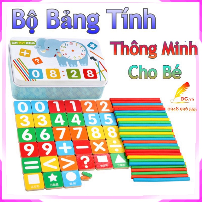 Bộ Que Tính Bảng Tính Thông Minh Cho Bé Bằng Gỗ Giúp Bé Học Toán Hiệu Quả Gồm 50 Que Tính Gỗ + 36 Chi Tiêt - Bảo Hành