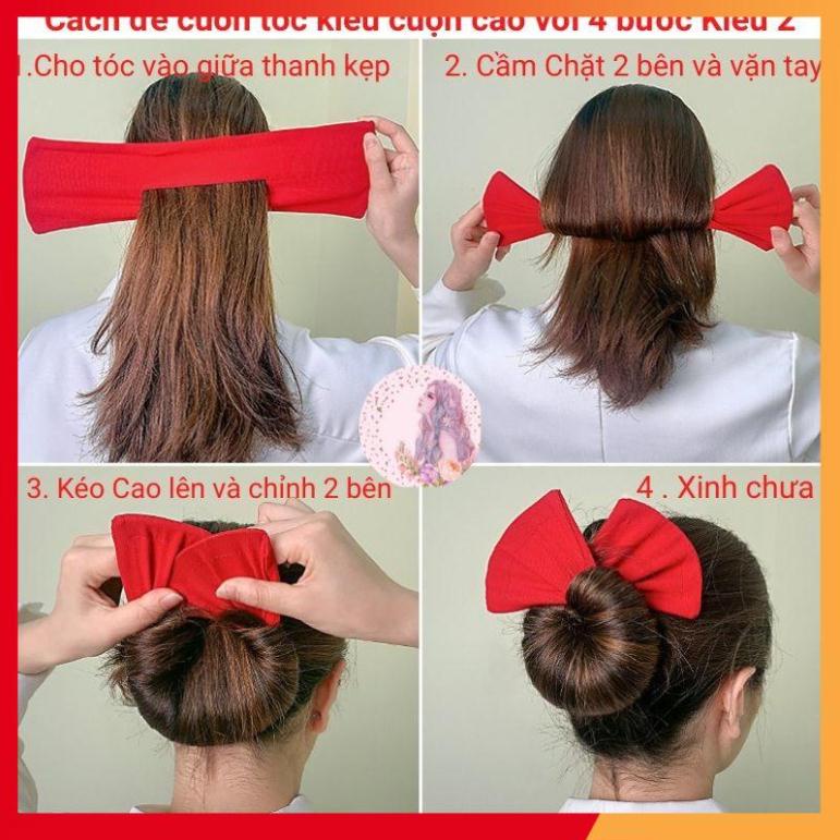 Phụ kiện búi tóc nơ Hàn Quốc thời trang cuốn nơ xoắn củ tỏi xinh đẹp mẫu mới nhất 2021