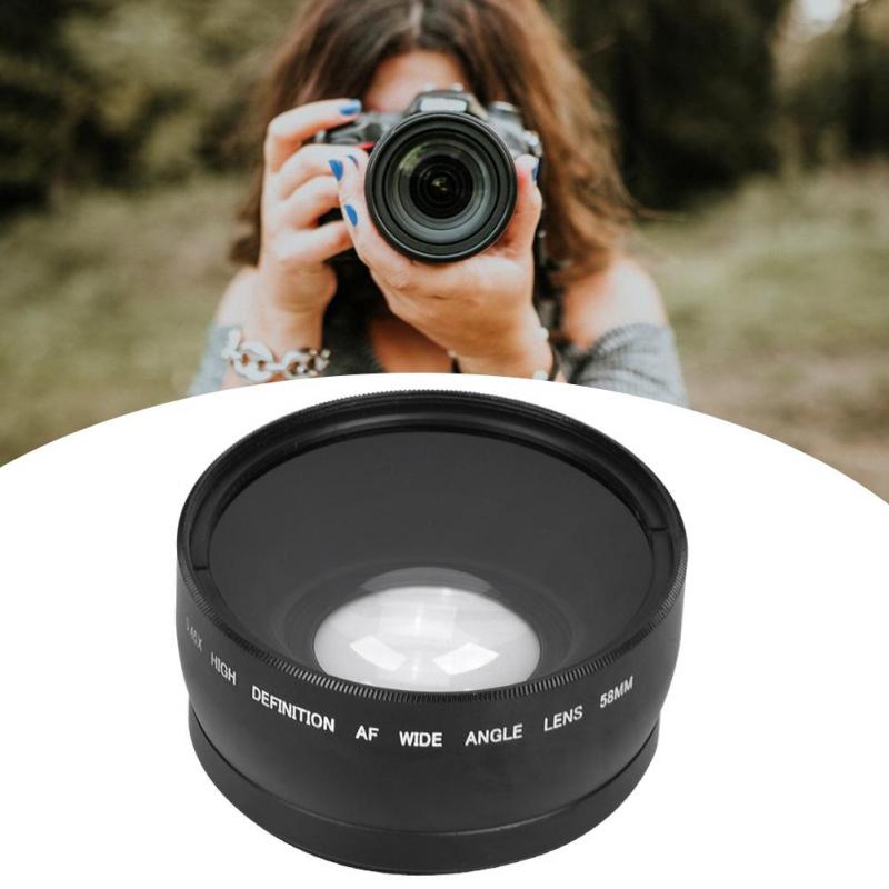 Ống kính góc rộng và macro 58mm 0.45X màu đen cho máy ảnh SLR DSLR