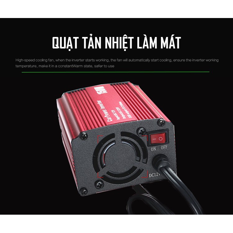 Bộ Chuyển Đổi Nguồn Điện DC 12V Sang AC 110V/220V 150W Cho Xe Ô Tô Cao Cấp