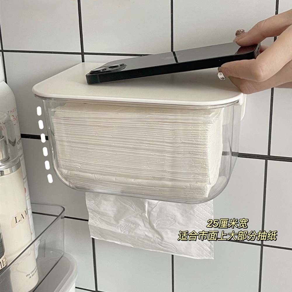 Hộp Đựng Khăn Giấy Gắn Tường Trong Suốt Chống Nước Không Cần Khoan Lỗ